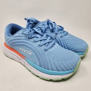 Fitville Running Shoes Women 11 Wide FlowCore V2 Sky Blue Knit Comfort Shoes